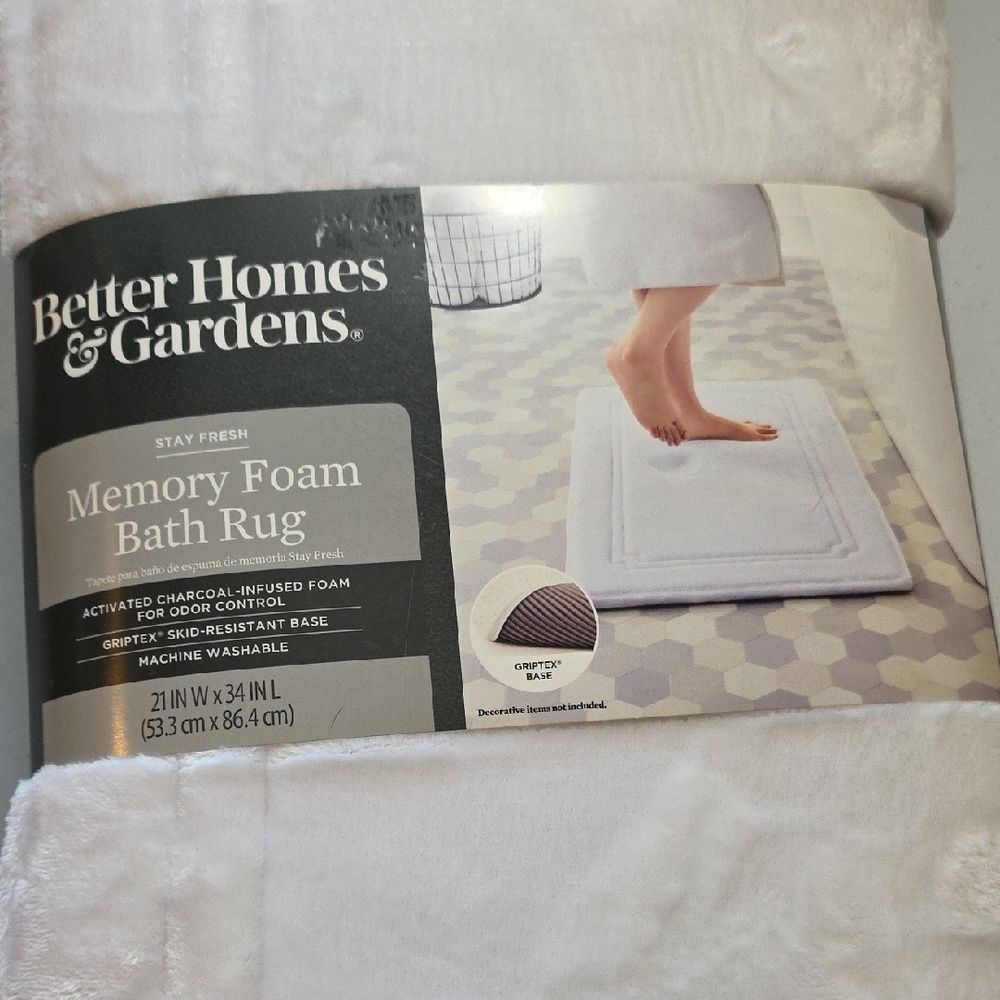 Better Homes And Gardens Soft White Memory Foam Bath Rug - Picture 2 of 2